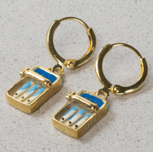 Tin Fish Earrings in Gold